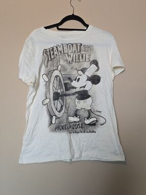 Disney Ivory and Black Steamboat Willie Mickey Tee